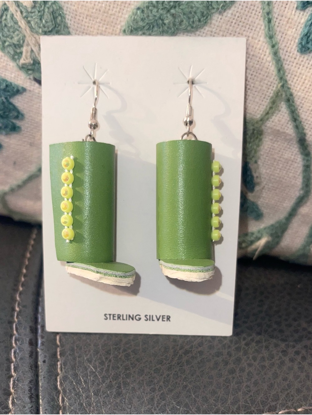 Green moccasin earrings